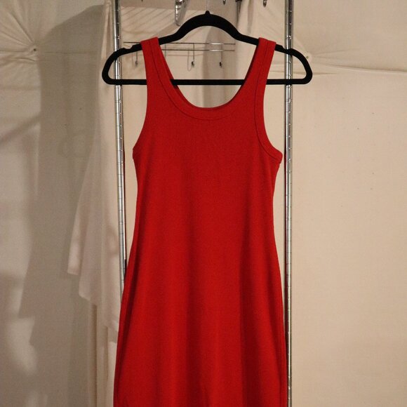 Everlane midweight Red Ribbed Dress, Small Midi length, organic cotton - Picture 1 of 7